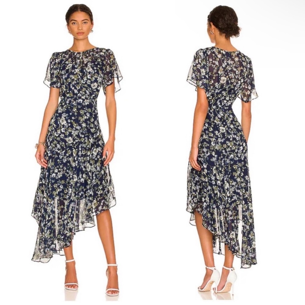 Astr the Label navy blue floral dress